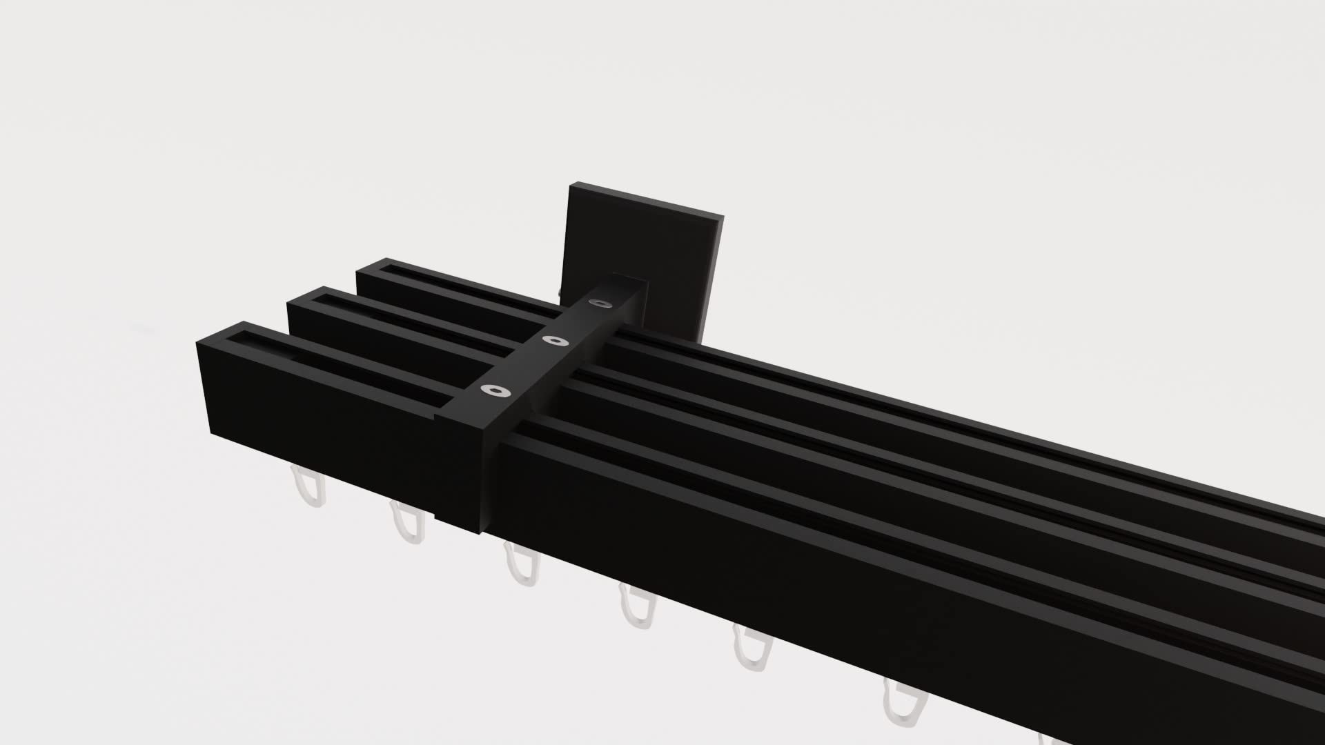 Innenlaufsystem Gardinenstange Square-LINE kantig, auf Maß - Schwarz - 100-400 cm 3-Lauf Innenlaufsystem Gardinenstange Square-LINE kantig, auf Maß - Schwarz - 100-400 cm 3-Lauf