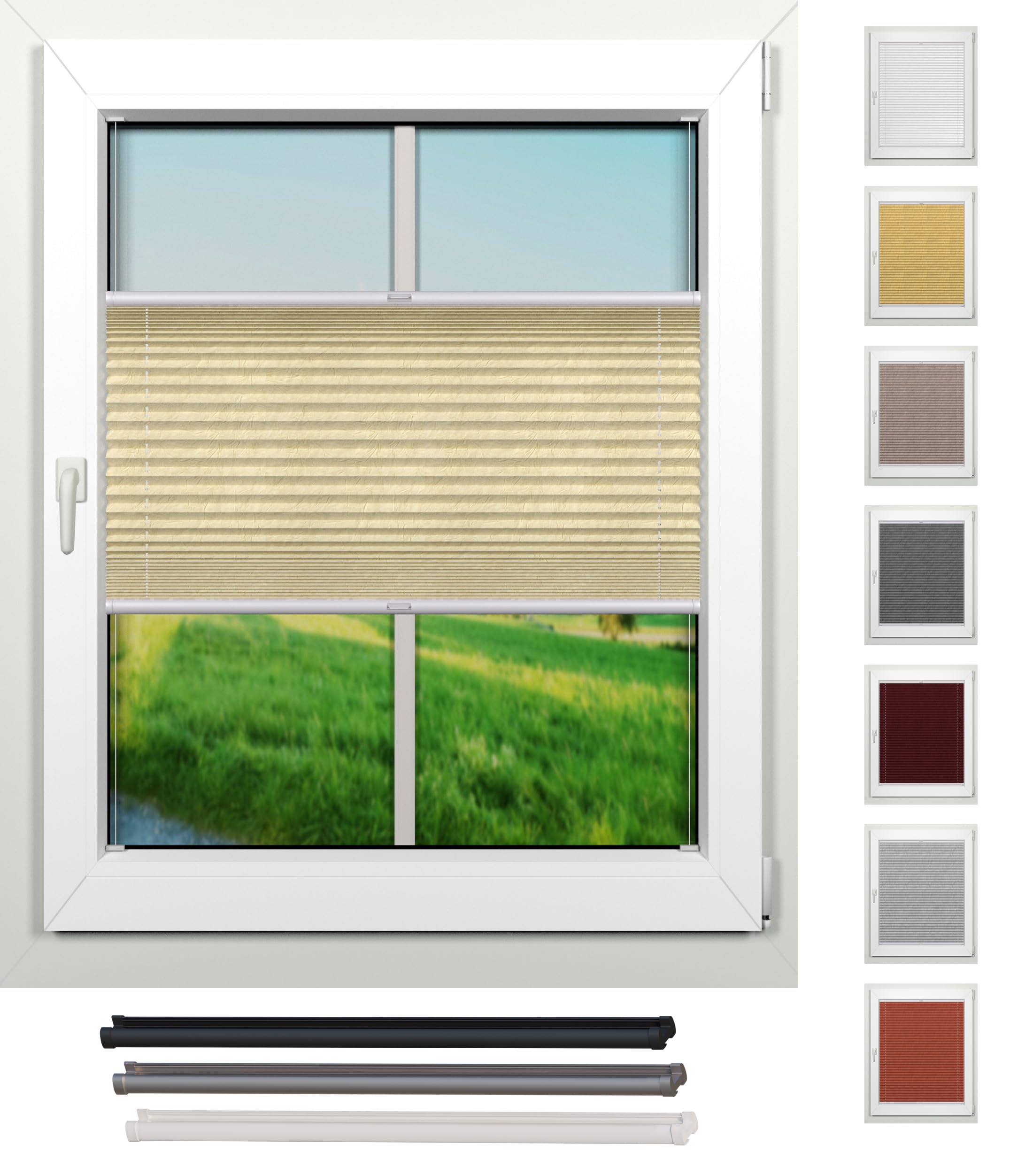 tilldekor ® Plissee Crushed auf Maß - individuell konfigurierbar für die Montage in dem Fensterrahmen oder Klemmfix ohne Bohren (Höhe 30-129 cm)