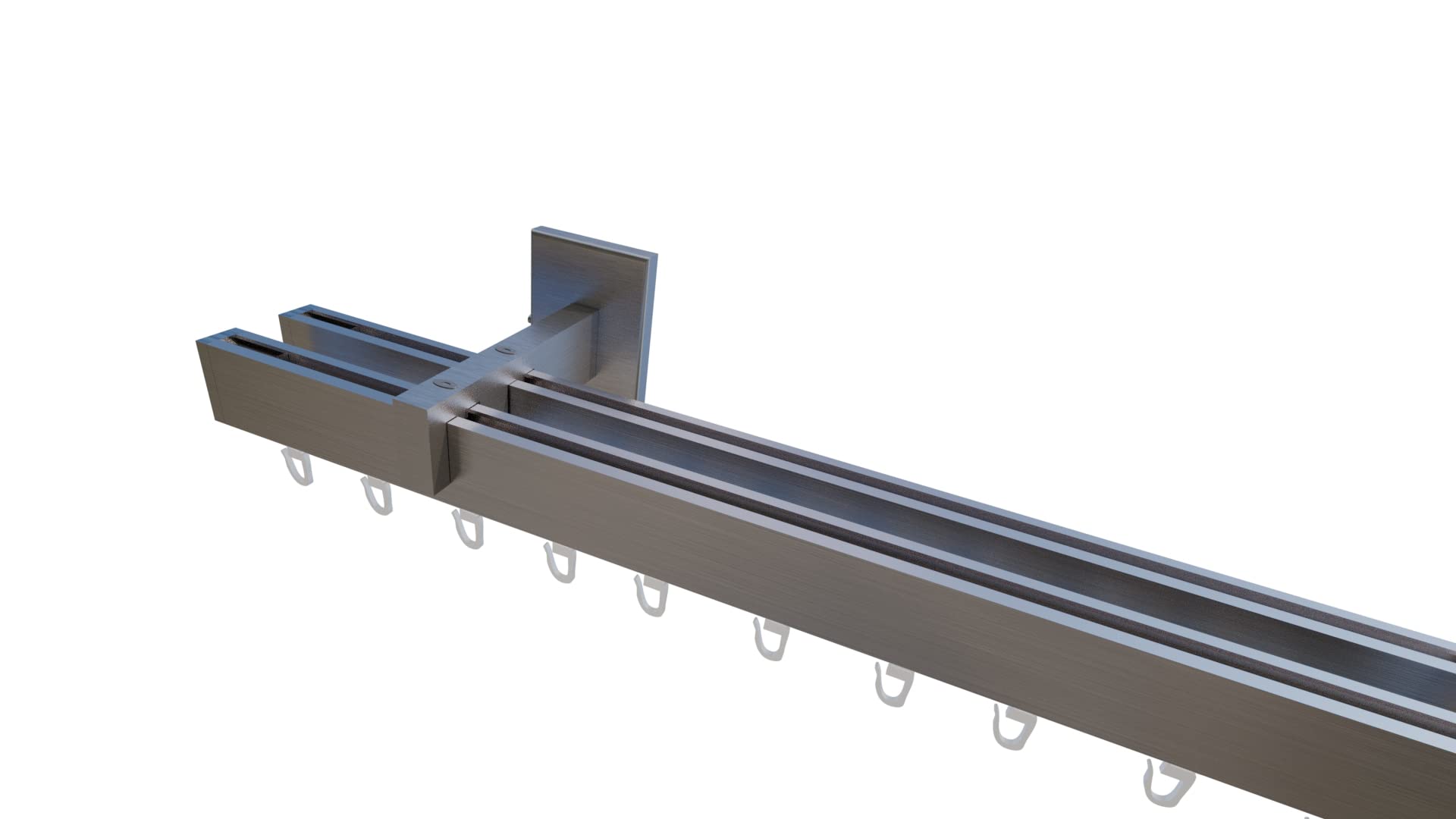 Innenlaufsystem Gardinenstange Square-LINE kantig, auf Maß - Aluminium - 100-400 cm 2-Lauf