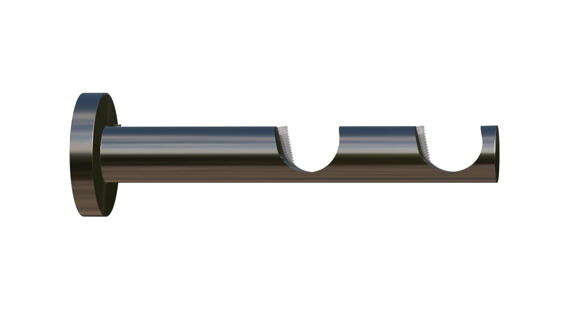 16 mm Träger - Gardinenstangenträger/Auflageträger, 75mm Wandabstand, 2-Lauf, edelstahl-optik, Metall 16 mm Träger - Gardinenstangenträger/Auflageträger, 75mm Wandabstand, 2-Lauf, edelstahl-optik, Metall